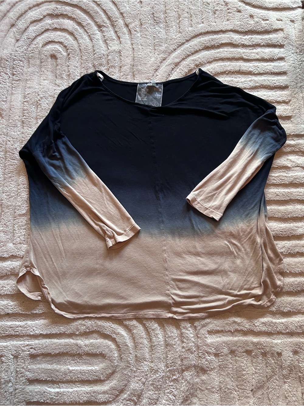 Young Fabulous & Broke Black to Beige Ombre Long Sleeve Tunic